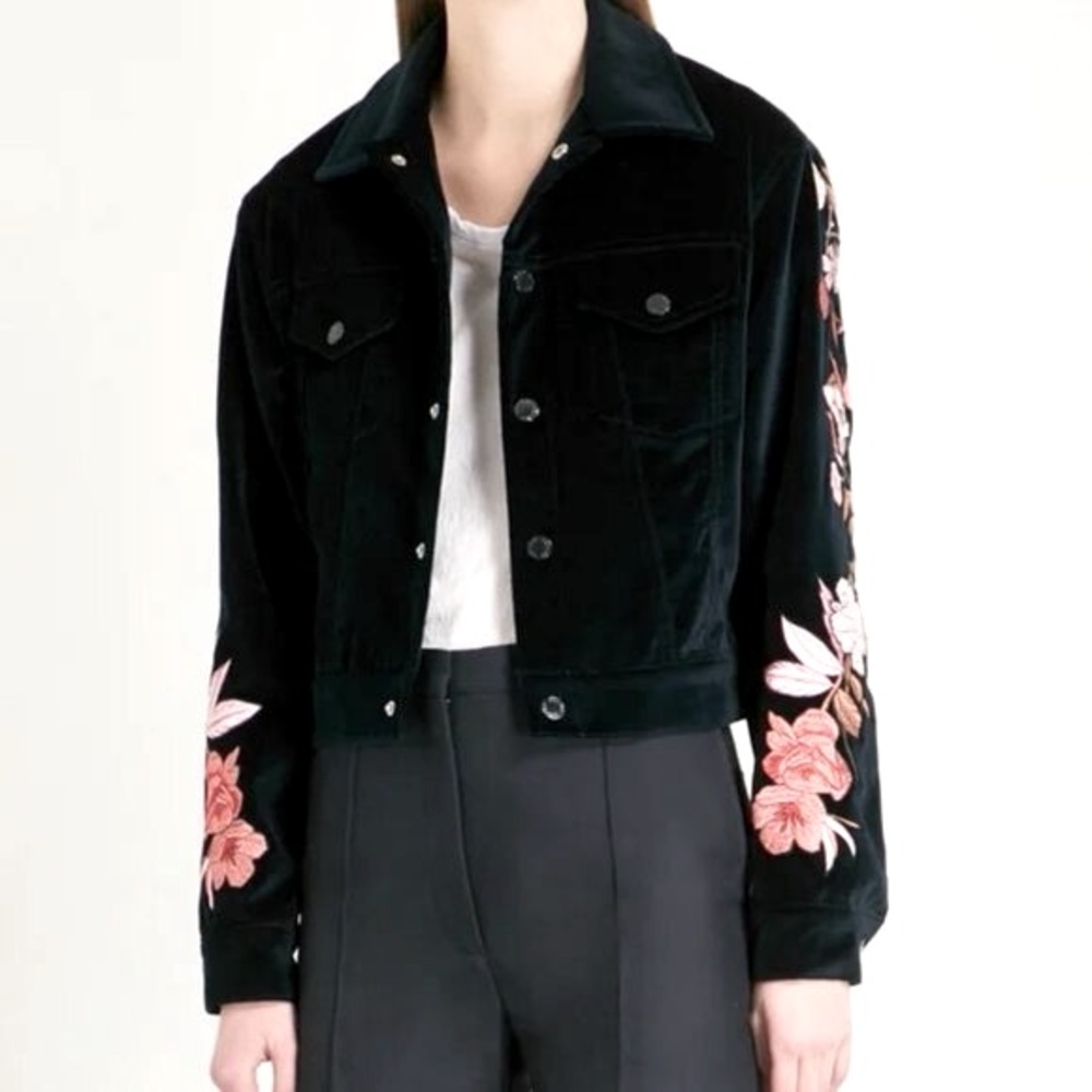 Sandro Floral Embroidered Black Jacket